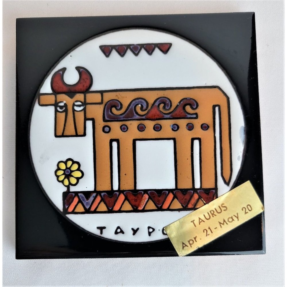 Greek TAURUS Ceramic Tile 4x4 astrology zodiac Bull Made in Greece